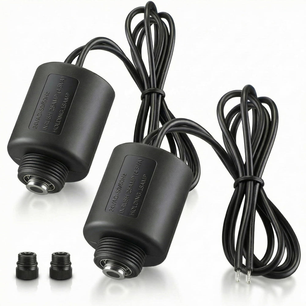 Mysora front view of two replacement solenoids showing kit and benefit easy replacement