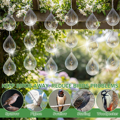 Mysora reflectors installed on a porch railing creating motion and deterring birds