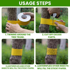 Mysora tape wrapped on a tree trunk demonstrating easy installation and barrier