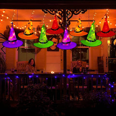 MZD8391 hung on porch with warm LEDs, brand lights creating welcoming Halloween curb appeal