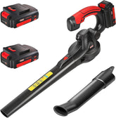 MZK wine red front view showing compact blower and portability benefit