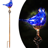 Naboher front view dark blue glass bird stake showing shape and color for decorative lighting
