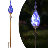 Naboher front view dark blue flame stake showing elegant illumination benefit