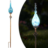 Naboher front view of blue flame glass stake showing decorative glow and curb appeal