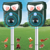 Nacoman front view showing speaker and LEDs, deters animals from gardens