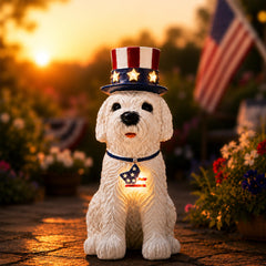 Nacome nutcracker front view showing patriotic flag design and durable finish