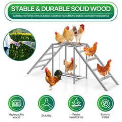Nandae swing platform detail showing movement that encourages chicken exercise