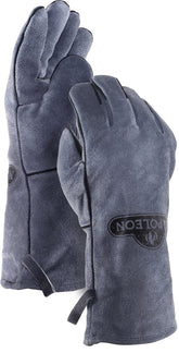 Napoleon gloves front view showing full gray cowhide protection and reliable grip