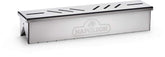 Napoleon smoker box front view showing durable stainless steel and easy placement benefit