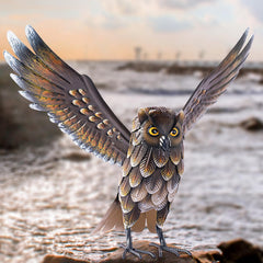 Natelf owl front view showing decorative metal and curb appeal