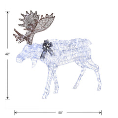 National Tree Company moose next to people for scale, demonstrates 50 inch size