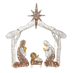 National Tree Company nativity front view showing festive illumination and clear silhouette benefit