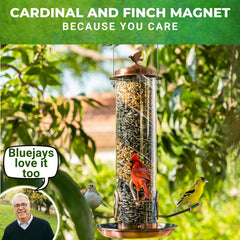Nature Anywhere feeder hanging on shepherds hook showing stable outdoor placement