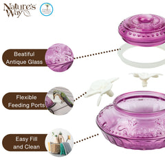 Nature's Way feeder hanging in basket demonstrating flexible hanging placement