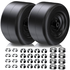 Natureza front view of two packaged flat-free mower tires showing ready-to-install convenience