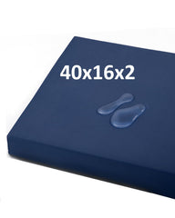 Navenwelle front view of midnight blue bench cushion showing neat fit and color — durable comfort