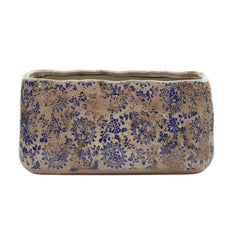 Nearly Natural front view of Tuscan rectangle planter showing floral motif and vintage charm