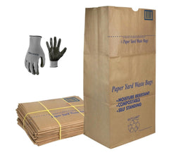 Necessia front packaging showing 30‑gallon bags and garden gloves for durable eco cleanup