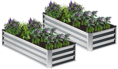 Nedenyou front assembled raised bed showing sturdy metal planter and organized planting