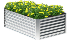 Nedenyou front view of galvanized raised bed showing roomy planting area