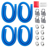Nefemo front view of four 1.25" x 41in hoses showing kit contents and clamps, clear identification benefit