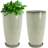 Neoaider front view of two tall 21-inch planters showcasing elegant drip-glaze and balance