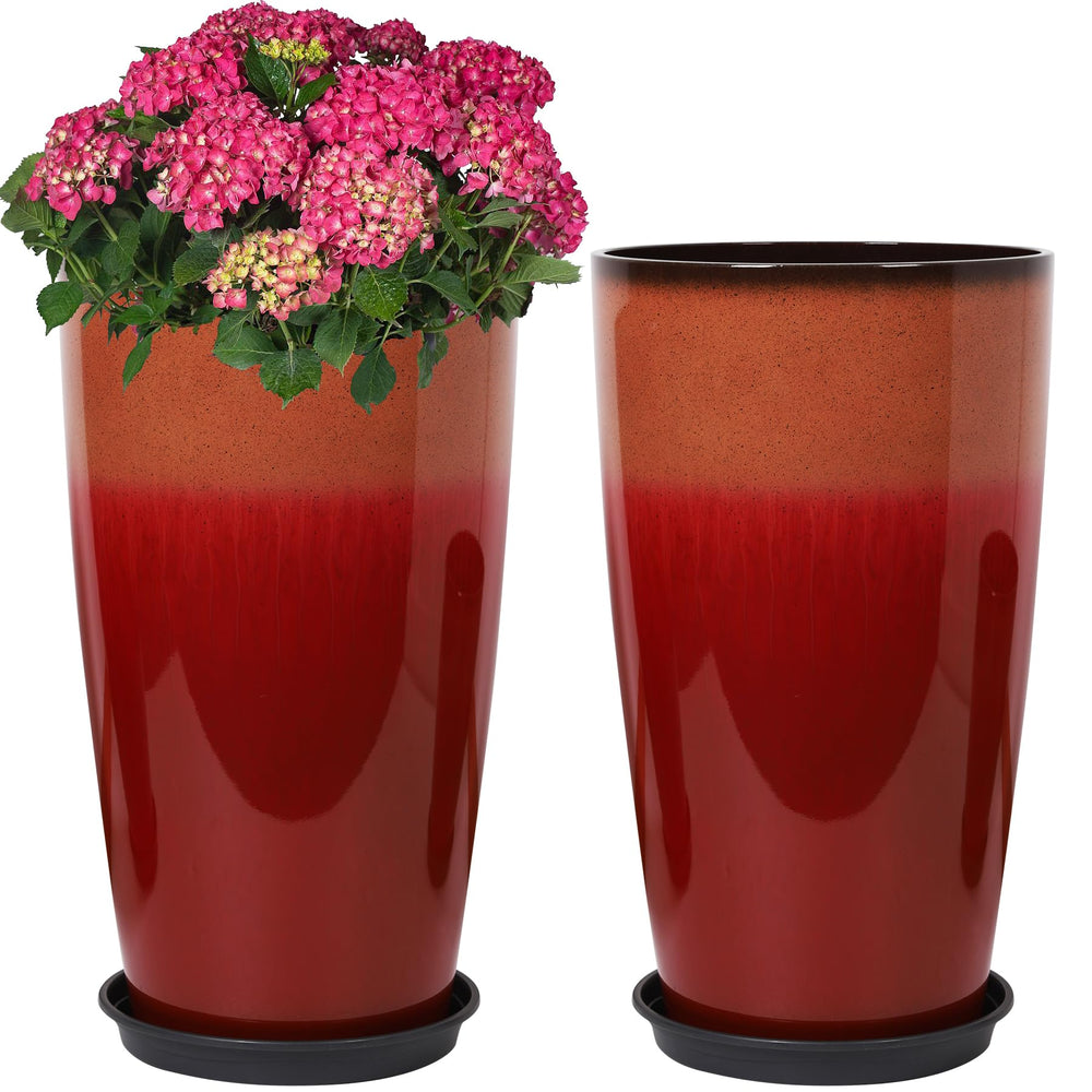 Neoaider tall planter front view showing bold red color and curb appeal
