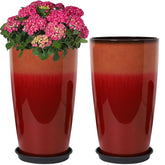 Neoaider tall planter front view showing bold red color and curb appeal