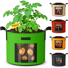 NESSTU front view showing five colorful grow bags and organized planting