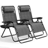 Nestl front view of two grey zero gravity chairs showing ergonomic design and comfort