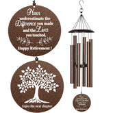 NETAEX front view of full 32-inch retirement wind chime showing bronze finish and tubes, decorative and durable