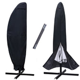 NettyPro front view black cover protecting umbrella, durable outdoor protection