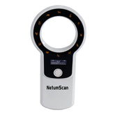 NetumScan front view showing compact portable scanner and readable display benefit