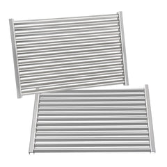 NEURARC front view of two stainless steel grates showing durable finish and fit benefit