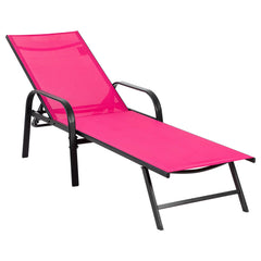 NEWBULIG front view pink patio chaise showing comfortable design and quick setup