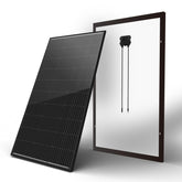 Newpowa front view of 100W panel showing cells and frame, reliable power