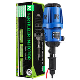 NEWTRY injector front view showing compact housing and fittings, clear installation benefit