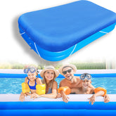 NEWUPZSI front view of rectangular pool cover showing full fit and protection