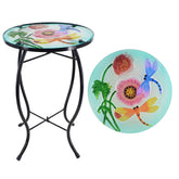 NewVees front view of dragonfly patio side table shows compact elegance