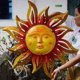 NewVees front view of large 32-inch sun wall art showing vibrant colors and bold silhouette