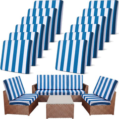 Newwiee front view of 12-piece striped cushion covers protecting furniture