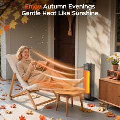 Nfccra heater in-use on patio at night providing cozy spot warmth