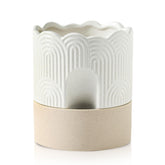 Nihow front view beige ceramic pot showing clean design and compact size benefit