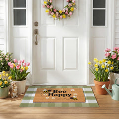 NIIKOOS printed coir top mat front view adds cheerful welcome and seasonal curb appeal