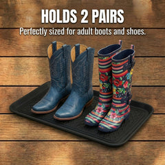 NINAMAR boot tray in entryway holding wet boots to protect flooring