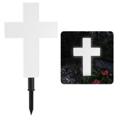NINEFOX front view of white cross stake showing clean silhouette and instant recognition