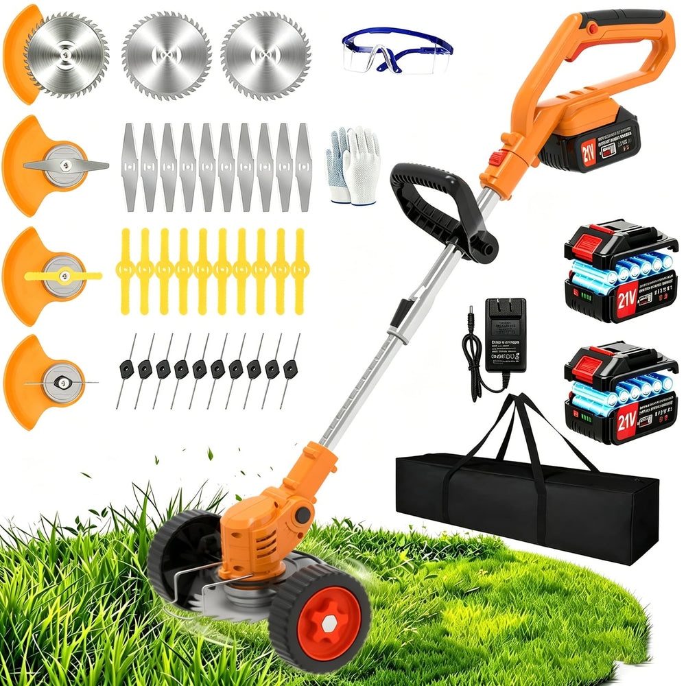 NINGHW weed wacker front view showing compact cordless design and portability