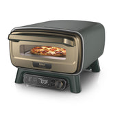 Ninja Artisan front view showing compact oven and green gold finish, perfect for patios