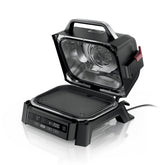 Ninja Woodfire front view showing compact outdoor grill and smoker benefits