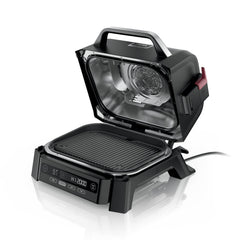 Ninja Woodfire front view showing compact outdoor grill and smoker benefits